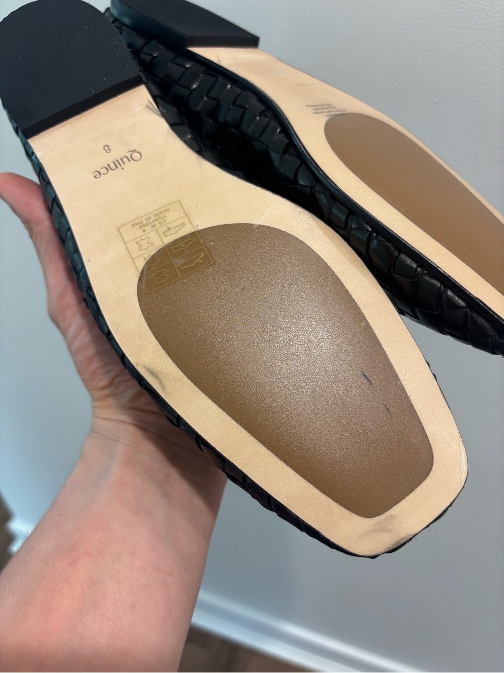 Quince Italian Leather Handwoven Square Toe Ballet Flats - Picture 8 of 11